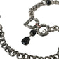 Silver Tone Brass DG CITY Embellished Jewelry Necklace