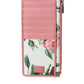 Pink Floral Leather DG Logo Zip Card Holder Women Wallet