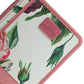 Pink Floral Leather DG Logo Zip Card Holder Women Wallet