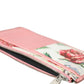 Pink Floral Leather DG Logo Zip Card Holder Women Wallet