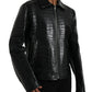 Black Exotic Leather Full Zip Jacket