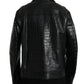 Black Exotic Leather Full Zip Jacket