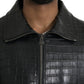 Black Exotic Leather Full Zip Jacket