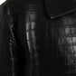 Black Exotic Leather Full Zip Jacket