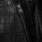Black Exotic Leather Full Zip Jacket