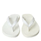 White Calfskin Leather Slip On Flip Flop Shoes