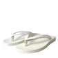 White Calfskin Leather Slip On Flip Flop Shoes