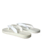 White Calfskin Leather Slip On Flip Flop Shoes