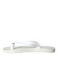 White Calfskin Leather Slip On Flip Flop Shoes