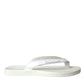 White Calfskin Leather Slip On Flip Flop Shoes