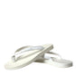 White Calfskin Leather Slip On Flip Flop Shoes