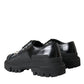 Black Leather Studded Trekking Sneakers Shoes