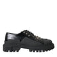 Black Leather Studded Trekking Sneakers Shoes