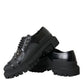 Black Leather Studded Trekking Sneakers Shoes