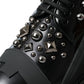 Black Leather Studded Trekking Sneakers Shoes