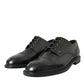 Black Leather Oxford Wingtip Derby Shoes