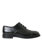 Black Leather Oxford Wingtip Derby Shoes