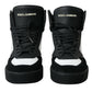 Black White Leather Miami High Top Sneakers Shoes