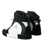 Black White Leather Miami High Top Sneakers Shoes