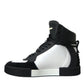 Black White Leather Miami High Top Sneakers Shoes