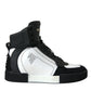 Black White Leather Miami High Top Sneakers Shoes