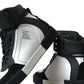 Black White Leather Miami High Top Sneakers Shoes