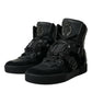 Black Logo Leather Miami High Top Sneakers Shoes
