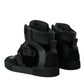 Black Logo Leather Miami High Top Sneakers Shoes