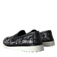Black Instrument Print Slip On Loafers Shoes
