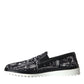 Black Instrument Print Slip On Loafers Shoes