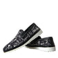 Black Instrument Print Slip On Loafers Shoes