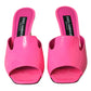 Neon Pink Leather Logo Heels Sandals Shoes