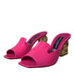 Neon Pink Leather Logo Heels Sandals Shoes
