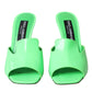 Neon Green Leather Logo Heels Sandals Shoes