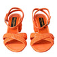 Orange Sequin Ankle Strap Sandals Shoes