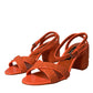 Orange Sequin Ankle Strap Sandals Shoes