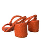 Orange Sequin Ankle Strap Sandals Shoes