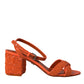 Orange Sequin Ankle Strap Sandals Shoes