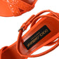 Orange Sequin Ankle Strap Sandals Shoes