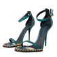 Blue Exotic Leather Crystal Sandals Shoes