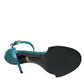 Blue Exotic Leather Crystal Sandals Shoes