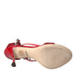 Keira Red Satin Crystals Sandals Heels Shoes