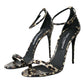 Brown Leopard Leather Heels Sandals Shoes