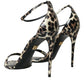 Brown Leopard Leather Heels Sandals Shoes