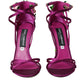 Purple Flower Satin Heels Sandals Shoes