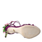 Purple Flower Satin Heels Sandals Shoes