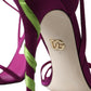 Purple Flower Satin Heels Sandals Shoes