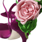 Purple Flower Satin Heels Sandals Shoes
