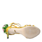 Yellow Flower Satin Heels Sandals Shoes
