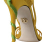 Yellow Flower Satin Heels Sandals Shoes
